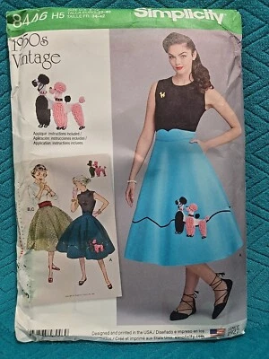 Simplicity 8446 H5 Retro 50s Poodle Skirt Cummerbund Pattern Sz 6-14 Uncut  - Image 1 of 2
