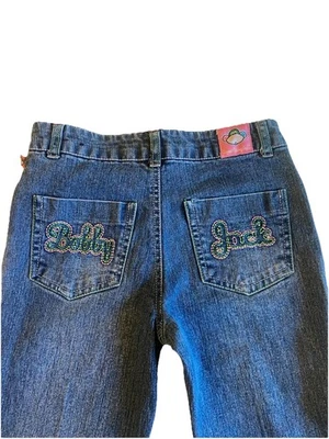 Pantalones de mezclilla convertibles Y2K icónicos vintage originales Bobby Jack Capris niñas talla 10 Foto 1 de 4