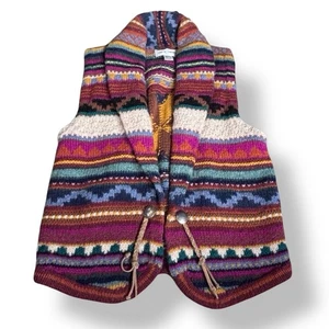 Vintage Casual Corner Shetland Wolle Southwestern Strick Weste Mehrfarbig Medium - Bild 1 von 12