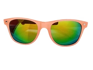 Womens Vintage 1990's Lucite Petal Pink Mirror Reflective Square Sunglasses Y2K - Picture 1 of 9