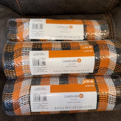 Lot of 4 NEW Rolls 9.5” x 19 Feet (Each) Deco Mesh for Wreaths Crafts Halloween - Image 1 of 3