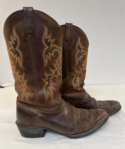 Justin 2551 Stampede Leather Sorrel Apache Western Cowboy Boots Men's 10D - Picture 1 of 9