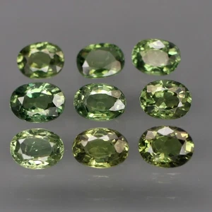 Zafiro Australia Ovalado 4,5x3,5 a 5x3,5 mm. Verde Azul SIN CALEFACCIÓN 9 piezas/3,08 quilates - Imagen 1 de 6