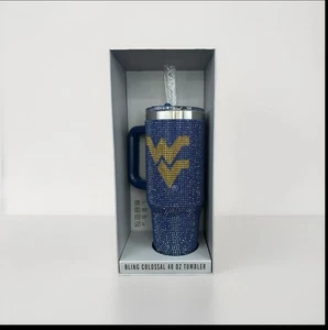 West Virginia Mountaineers Bling Colossal 40oz Tumbler Rhinestone NCAA Football - Picture 1 of 2