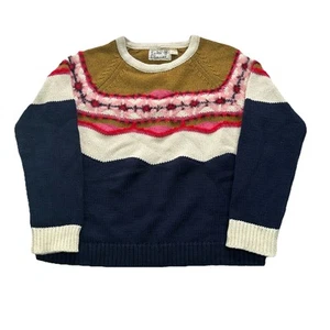 NWT Anthropologie Field Flowers Camellia Fair Isle Knit Wool Sweater Large - Picture 1 of 12