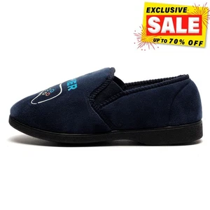 Zedzzz Gamers Classic Comfort Slip On Junior Slippers Navy - Picture 1 of 6