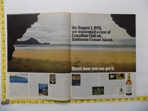 1970 PRINT AD  AUGUST 1970 WE MAROONED A CASE OF CANADIAN CLUB 2 PAGE - Picture 1 of 1
