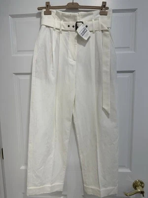 Nuevo Brunello Cucinelli Bolsa de Papel Algodón Lino Pantalones Blanco Talla 42 Foto 1 de 4