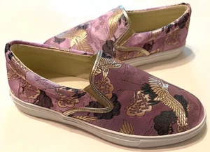 JOHNNY WAS Crane Slip On Sneakers Pink Brocade Size 7.5 M Shoes Whimsy Feminine - Picture 1 of 7