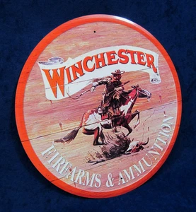 WINCHESTER FIREARMS - *US MADE* - rundes Blechschild - Man Cave Garage Shop Dekor - Bild 1 von 8
