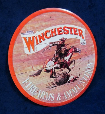 WINCHESTER FIREARMS -*US MADE*- Round Metal Sign - Man Cave Garage Shop Décor - Изображение 1 из 4