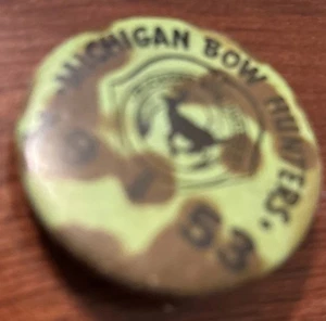 1953 Michigan Bow Hunters Archery Club Membership Pinback Button - Bild 1 von 5