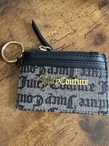 Juicy Couture Negro Gris Y2K AOP Monedero Cartera Llavero Portatarjetas - Imagen 1 de 3