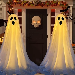 2 Packs 5 FT Halloween Decorations Outdoor Spooky Ghost Lights Battery Operated - Picture 1 of 8