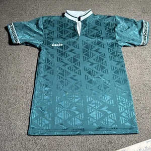 Vintage Diadora Green & White Soccer Jersey Size YL - Bild 1 von 11