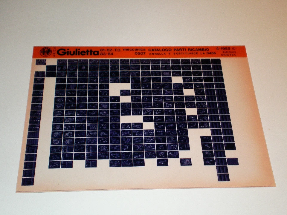 Microfiche Catalogo Ricambi Alfa Romeo Giulietta 81 - 82 T.D.83 - 84 04/1985 - Immagine 1 di 1