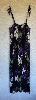 VINTAGE Dress Medium Royal Creations Hawaiian Tie Strap Hibiscus Floral - Image 1 of 4