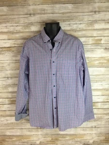 Buttoned Down Shirt Men’s Long Sleeve Casual Checkered Plaid Gingham XL Blue - Picture 1 of 7