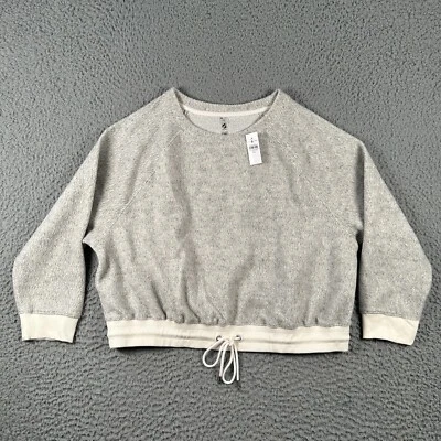 Lou & Grey Cozy Textured Sweatshirt Womens 2XL Heather Gray Drawstring NWT - Image 1 of 4