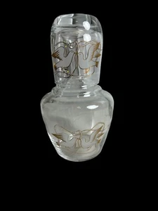 Vintage Glass Tumble Up Carafe  bedside Decanter Two Doves Made In Italy - Picture 1 of 10