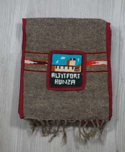 Borsa vintage Altit Fort Hunza tela Pakistan grigio grafica a colori - Foto 1 di 5