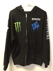Sudadera con Capucha Y2K DC Shoes De Colección Talla S Negra Ken Block Monster Energy Subaru Cremallera Completa - Imagen 1 de 6