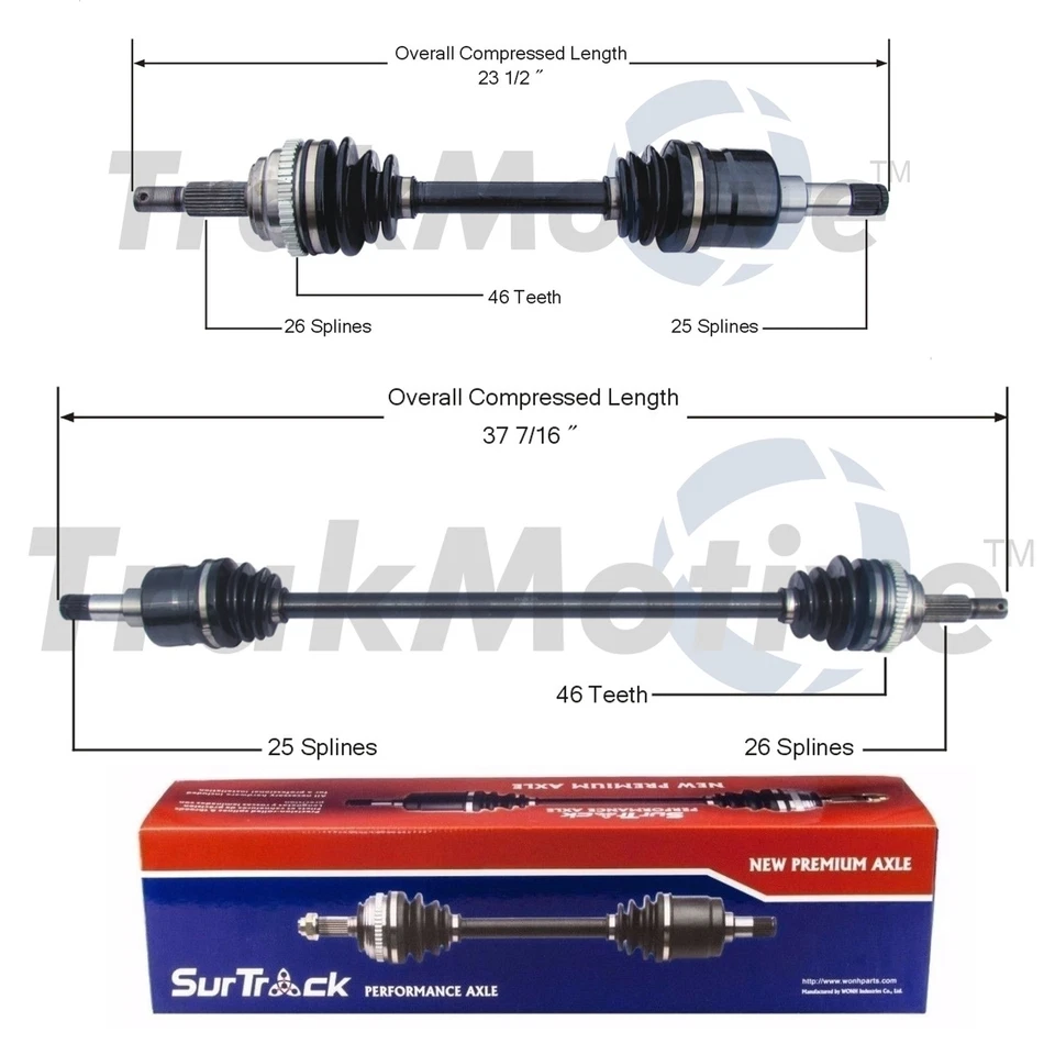 Juego SurTrack par de ejes delanteros CV para Plymouth Dodge Neon Chrysler PT FWD Foto 1 de 1
