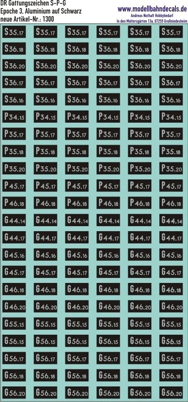 DR Gattungszeichen S-P-G aluminium auf schwarz - NEU von Kreye-Decals, 087-1300