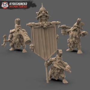 Dwarf Slayer Command Unit, Wargames DnD RPG Fantasy Dwarf Fighter Miniature - Picture 1 of 1