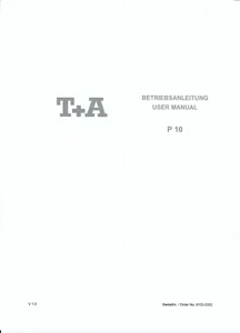 T + A Bedienungsanleitung user manual für P 10 Copy - Picture 1 of 1