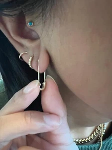 14 Karat Gelbgold 23 mm Sicherheitsnadel Ohrhänger Schmuck Geschenk für Sie - Bild 1 von 5