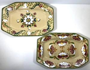 Par de bandejas de cerámica Argilart Portugal platos de pared pintados a mano 7x10,5" - Imagen 1 de 5