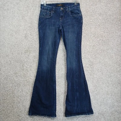 Pantalones de mezclilla Southpole Jeans Co para mujer talla 5 azul tiro bajo acampanados estrás Foto 1 de 4