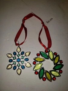 Liz & Co Rhinestone Christmas Tree Ornament Holly Berry Wreath Snowflake - Picture 1 of 7
