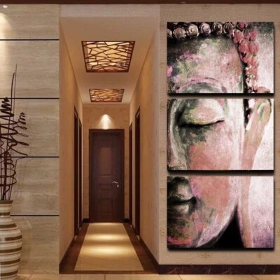 Estatua de Buda tranquilo 3 piezas lienzo impresión arte de pared póster decoración del hogar Foto 1 de 4