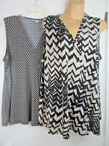 DANA BUCKMAN WOMENS XL Lightweight Polyester Geometric TANK TOPS BOGO GR8 BASICS - Picture 1 of 12