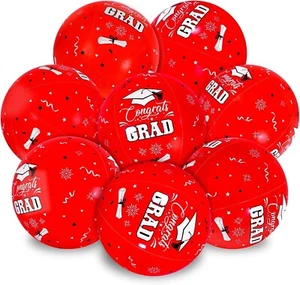 Graduation Inflatable Balls 12 Red With Black Hats Decorations, Volleyball etc.. - Picture 1 of 7