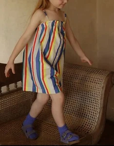 Girl Jumpsuit Striped Single Breasted Kid Girl Sling Shorts - Picture 1 of 8