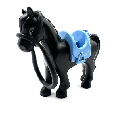 Lego Friends Minifigura Caballo Negro Poni Azul Sillín y Brida Foto 1 de 4