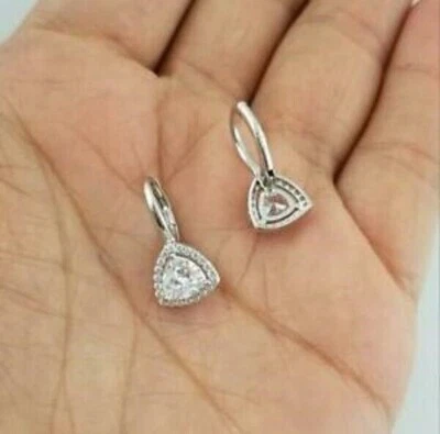 2.50Ct Lab Created Diamond Drop & Dangle Earrings 14K White Gold Finish - Image 1 of 3