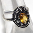 Citrine 925 Silver Plated Gemstone Handmade Ring Us 5.5 Gifts For Women Au W349