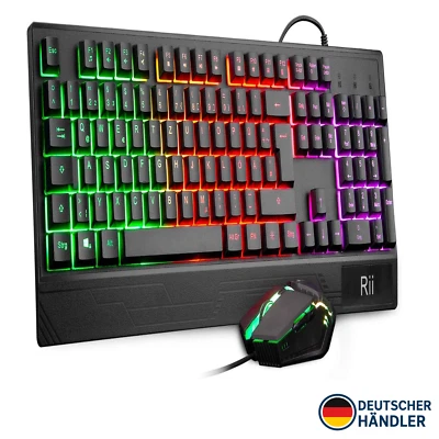 RGB Tastatur Maus Set Gaming Qwertz De Layout USB Beleuchtung - Bild 1 von 4