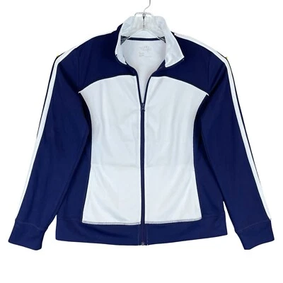 Made For Life Jacket Womens S Blue White Full Zip Long Sleeve Windbreaker - Image 1 of 4