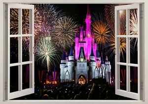 Disney Land Castle Princess Paris 3D Window Wall View Sticker Poster Vinyl 416 - Picture 1 of 1