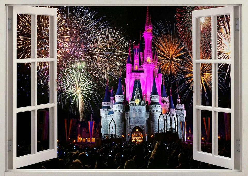 Disney Land Castle Princess Paris 3D Window Wall View Sticker Poster Vinyl 416 - Image 1 of 1