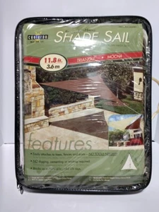 NEW ~ COOLAROO SHADE SAIL Triangle MOCHA Canopy 11.8' - Ready to Hang w/ropes - Picture 1 of 2