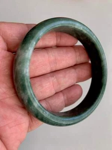 Beautiful Natural Real Chinese Green Jade Bangle Bracelet Emerald Green 61mm - Picture 1 of 11