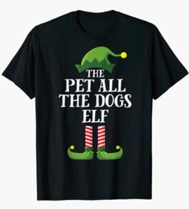 The Pet All The Dogs Elf T Shirt Women's Size L Black New Ships Free - Picture 1 of 1