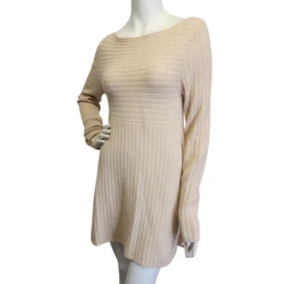 Vestido Suéter Donna Karan Informal Lujo Etiqueta Blanca Pasarela $895 Lana/Cachemira Talla M Foto 1 de 4