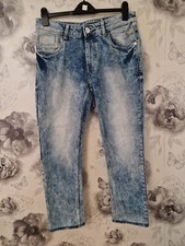 Flying Machine Jeans Skinny Handcrafted Denim W34 L28 Faded Distressed Mens 